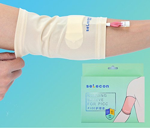 Cubierta para catéter central colocado por vía periférica (PICC), protector de PICC para niños y adultos (con peso de 40 a 95 kg), transpirable, ultra suave, color beige.