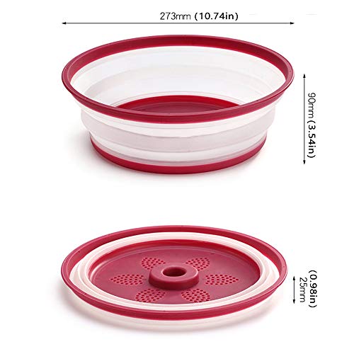 Cubierta Plegable para Microondas,2 Piezas Tapa Plegable para Microondas,Cubiertas de Silicona para Microondas,para Calentamiento por Microondas y a Prueba de Salpicaduras, Conservación de Alimentos