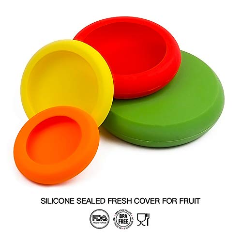 Cubiertas de Silicona FEIGO Tapas elásticas de silicona, paquete de 4 tamaños de cubierta de ahorro de alimentos flexible, reutilizable y duradero