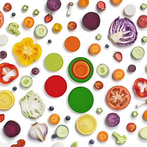 Cubiertas de Silicona FEIGO Tapas elásticas de silicona, paquete de 4 tamaños de cubierta de ahorro de alimentos flexible, reutilizable y duradero