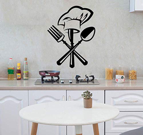 Cubiertos, Cuchillo, Tenedor, Gorro De Cocinero, Cocina, Restaurante, Etiqueta De La Pared, Mural, Apliques, Papel Tapiz, Decoración Del Hogar, Etiqueta 36Cm * 42Cm