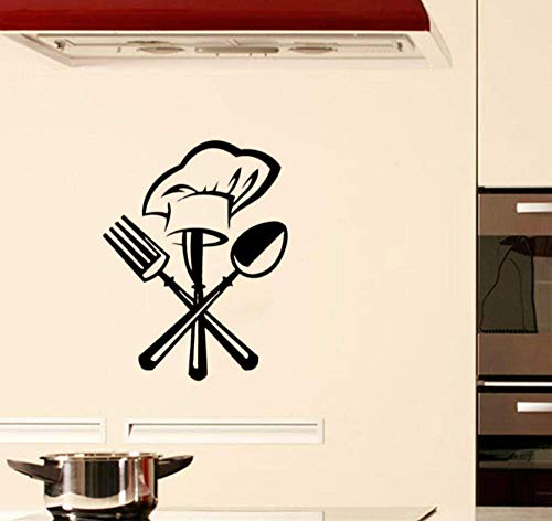Cubiertos, Cuchillo, Tenedor, Gorro De Cocinero, Cocina, Restaurante, Etiqueta De La Pared, Mural, Apliques, Papel Tapiz, Decoración Del Hogar, Etiqueta 36Cm * 42Cm