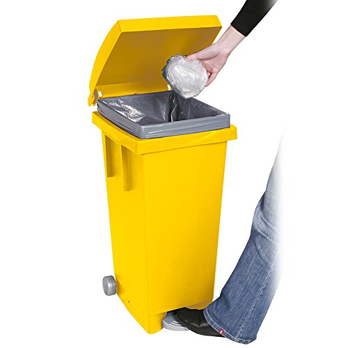 Cubo basura 'Big Tata' con tapa, ruedas y pedal. Dimensiones cm 38 x 50 x H80.