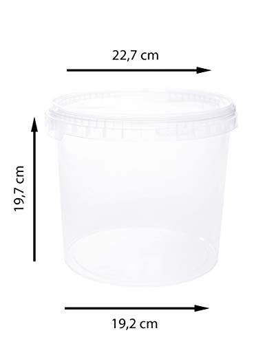 Cubo con tapa, cubo de plástico, tapa con asa, apto para alimentos 5 litros transparente