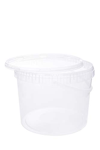 Cubo con tapa, cubo de plástico, tapa con asa, apto para alimentos 5 litros transparente