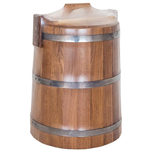 Cubo con tapa para el hogar, 80L (roble) con neumáticos de acero inoxidable