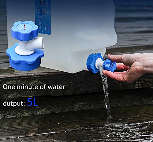 Cubo de agua de pesca portátil Al aire libre grande PE cubos limpios tanque de agua de plástico de calidad alimentaria con el hogar del grifo con un coche cubierta que conduce cubo de agua mineral lle