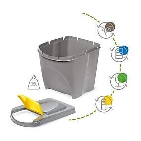 Cubo de basura de plástico con tapa abatible de 20 litros