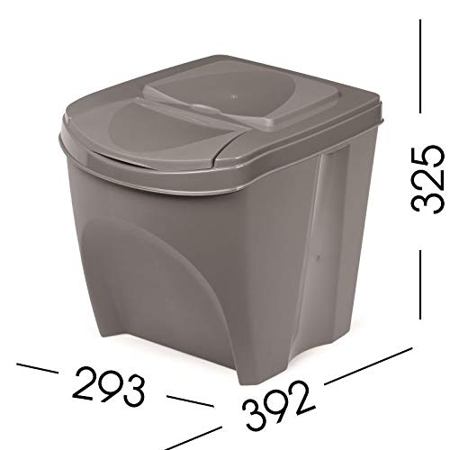 Cubo de basura de plástico con tapa abatible de 20 litros
