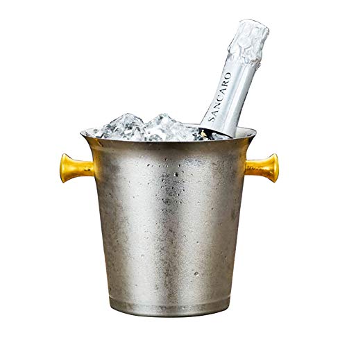 Cubo De Hielo De Primera Calidad, Acero Inoxidable, 2 Litros, Con Asa, Plateado, Enfriador De Cerveza Para Vino Champagne,cubitera