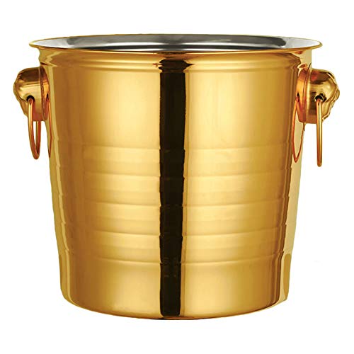 Cubo De Hielo De Primera Calidad, Acero Inoxidable, 3 Litros, Con Asa, Dorado, Enfriador De Vino Para Vino Champagne,cubitera