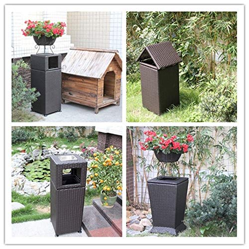 Cubos de Basura para Exterior Basura y Reciclaje Contenedores de reciclaje, Cubo de basura al aire libre Parque de basura, Almacenamiento de cestas de basura con cenicero Basura Cubos de Basura para E