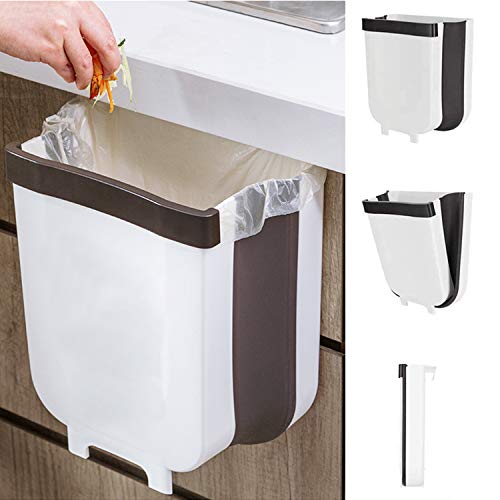 Cubos de Basura Plegable Contenedor de Basura Colgante de Pared Basurero Extraible para Dormitorio Cocina Coche Baño Oficina