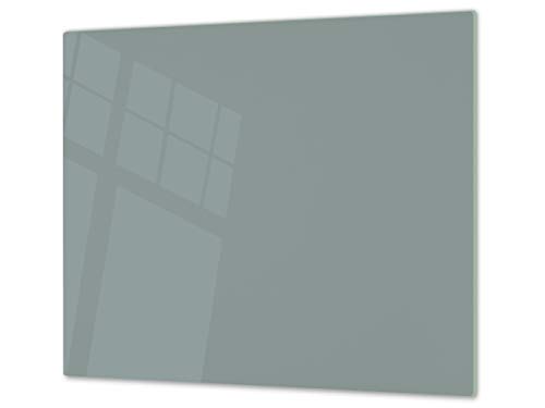 Cubre vitrocerámica y tabla de cortar de cristal templado – Superficie de vidrio templado resistente – UNA PIEZA (60 x 52 cm) o DOS PIEZAS (30 x 52 cm); D18 Serie de colores: ZB Gris