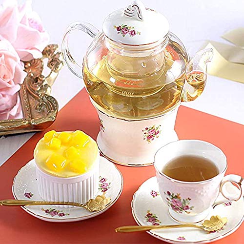Cuchara de café de acero inoxidable con diseño de flores, cucharas de mango largo de 4,9 pulgadas, cuchara de azúcar, cuchara de agitación, cuchara de mezcla, juego de 8 (dorado)