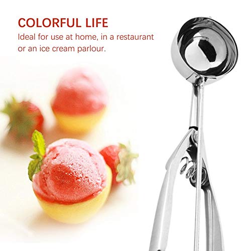 Cuchara de Helado - Cuchara de Helado de Acero Inoxidable Cuchara Galletas Plato de Masa Puré Cuchara de Muffin Trituradora de Papas Mango útil Utensilios de Cocina - Plata 6cm