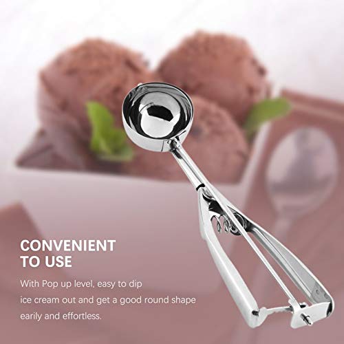 Cuchara de Helado - Cuchara de Helado de Acero Inoxidable Cuchara Galletas Plato de Masa Puré Cuchara de Muffin Trituradora de Papas Mango útil Utensilios de Cocina - Plata 6cm