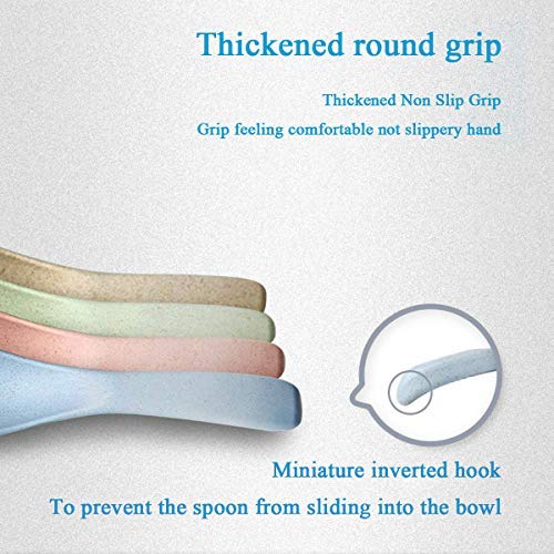 Cucharas de mesa irrompibles biodegradables con paja de trigo natural para té o café, para 4 piezas