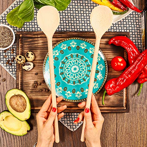 Cucharas largas de madera – utensilios de madera – 15.7 pulgadas para mezclar utensilios de cocina, utensilios de cocina, cuchara de madera mango largo para hornear o manualidades – precio muy bajo