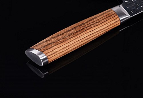 Cuchillo de acero inoxidable Damasco 13cm, aspecto martillado, acero japonés VG-10 afilado 67 capas, cuchillo damasco con mango ergonómico