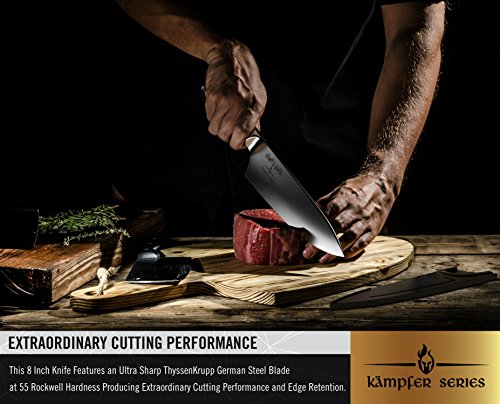 Cuchillo de Cocina, Cuchillo de Chef de 8 Pulgadas - Cuchillo de Chef Profesional - Acero Inoxidable de Alto Carbono Alemán – La Mejor Calidad y el Mejor Precio, Ultra Afilado - CHEF'S PATH