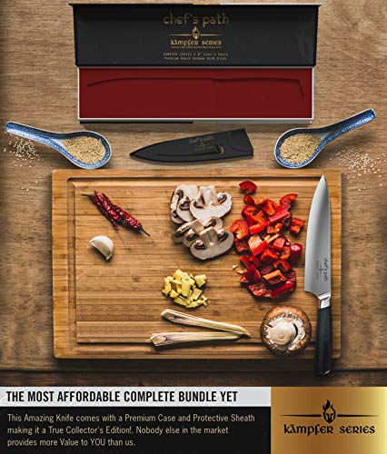 Cuchillo de Cocina, Cuchillo de Chef de 8 Pulgadas - Cuchillo de Chef Profesional - Acero Inoxidable de Alto Carbono Alemán – La Mejor Calidad y el Mejor Precio, Ultra Afilado - CHEF'S PATH