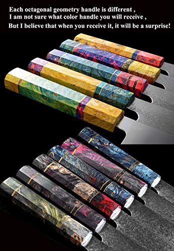 Cuchillo de Damasco Cuchillo de cocina del chef de 8" pulgadas salmón japonés acero de Damasco de la cocina que rebana el cuchillo de carnicero Santoku solidificadas de madera de alta definición