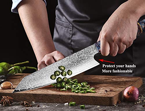 Cuchillo de Damasco Cuchillo de cocina del chef de 8" pulgadas salmón japonés acero de Damasco de la cocina que rebana el cuchillo de carnicero Santoku solidificadas de madera de alta definición