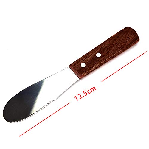 Cuchillo de mantequilla Acero inoxidable Mango de madera Esparcidor Herramienta de desayuno Espátula Cubiertos Raspador