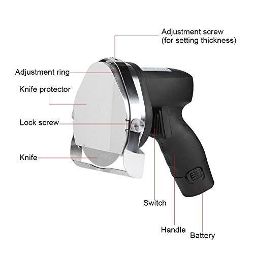 Cuchillo Kebab eléctrico, Espesor Ajustable Cuchillo Kebab eléctrico portátil Cortador de Carne Herramienta de Corte para el hogar Comerciales Carnes asadas Restaurantes UE 110V-240V