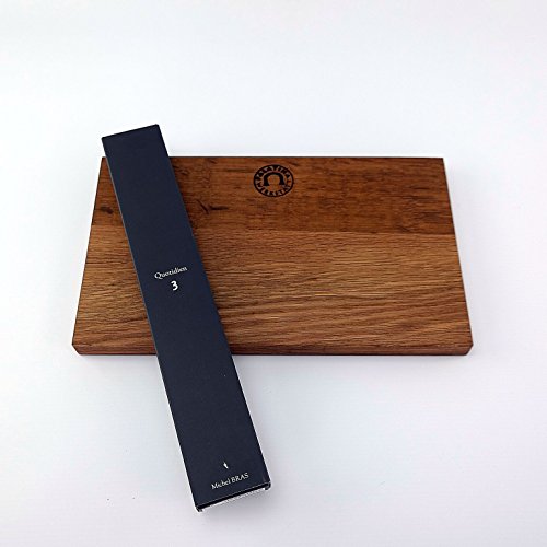 Cuchillo multiusos Kai Michel Bras, Quotidien BK-0027, hoja de 15 cm y tabla grande de madera de roble (30 x 18 cm)