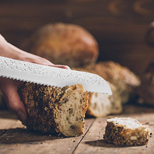 Cuchillo para Pan, Cuchillo de Chef Cuchillo Profesional para Rebanar Pasteles, Adecuado para Pan Dentado y Mango Negro, para Cortar Pan de Carbón con Mango Ergonómico