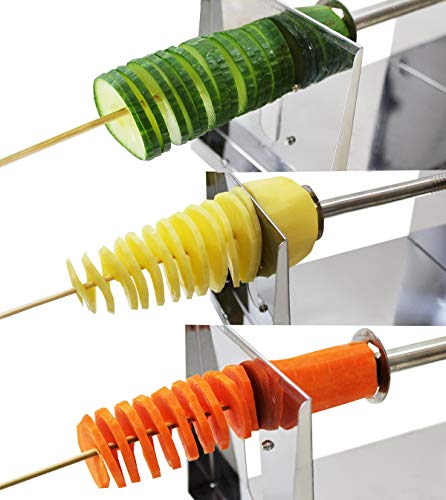 Cuchillo profesional en espiral para vegetales, máquina de corte de papa máquina de corte en espiral para frutas, papas, rodajas de tornado, pepino o zanahoria