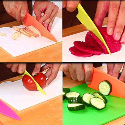 Cuchillos de Cocina de Plástico,3 Pack Cuchillos de Cocina de Nailon Juego Cuchillos de Seguridad para Niños Cuchillo en 3 Tamaños para Pan Ensalada de Lechuga Fruta Sin BPA