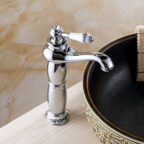 Cuenca del cromo de cobre amarillo de plata baño grifo del fregadero sola manija Cerámica Bathbasin cubierta caliente fría agua del grifo mezclador de grúa 2020L, antigüedades