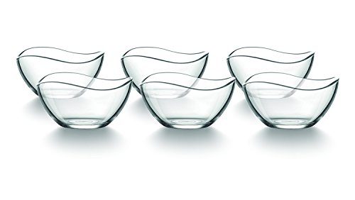 – Cuenco de postre, pequeños Cuenco de cristal, juego con 6 cuencos, cuenco de cristal, helado con borde curvado, para servir o como decoración con té luz