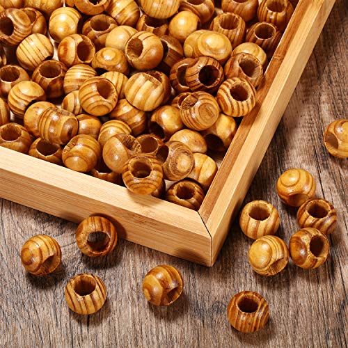 Cuentas de Madera Natural de 20 mm Cuentas de Espaciadoras de Madera de Agujero Grande Suministros de Abalorios Sueltos sin Terminar para Manualidades de Joyería Decoración Hechos a Mano (200 Piezas)