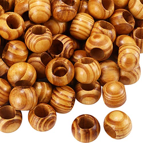 Cuentas de Madera Natural de 20 mm Cuentas de Espaciadoras de Madera de Agujero Grande Suministros de Abalorios Sueltos sin Terminar para Manualidades de Joyería Decoración Hechos a Mano (200 Piezas)
