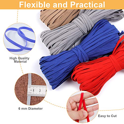 Cuerda Elastica 6mm 30 Metros Cordón Goma Elástico Bandas Colorido, Plana Elástica de Cuerda Tela para Costura y Manualidades DIY Cordon Coser Ropa (Azul Marino)