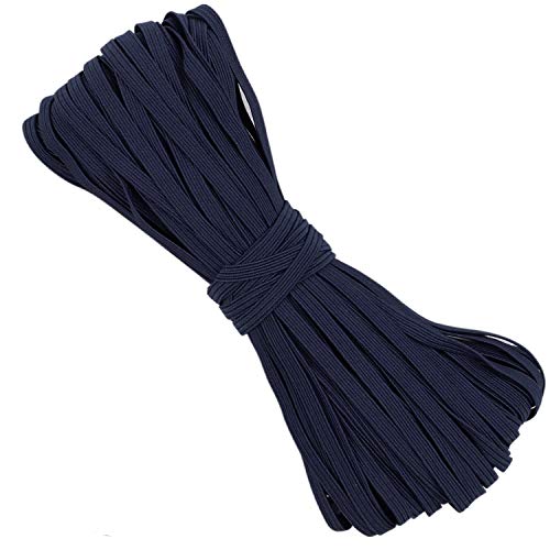 Cuerda Elastica 6mm 30 Metros Cordón Goma Elástico Bandas Colorido, Plana Elástica de Cuerda Tela para Costura y Manualidades DIY Cordon Coser Ropa (Azul Marino)