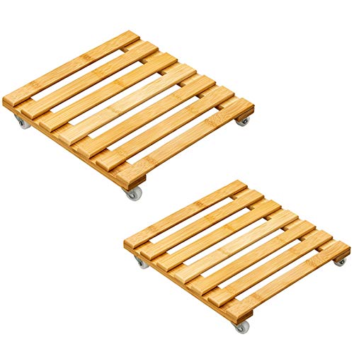 CUHAWUDBA Bandeja para Plantas de Cuatro Ruedas Mover Macetas para JardíN Interior y Exterior JardíN Transplantador de Arroz Portacarretes Rueda de Carretilla Bandeja (2 Piezas/una + B)