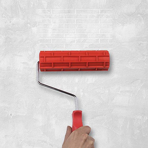 CUHAWUDBA PatróN de Ladrillo de ImitacióN de 7 Pulgadas Cilindro de Relieve Pincel Pintura de Pared Herramienta de ConstruccióN de Barro de Diatomeas Rodillo de Pintura de Juego para Ni？Os