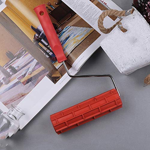 CUHAWUDBA PatróN de Ladrillo de ImitacióN de 7 Pulgadas Cilindro de Relieve Pincel Pintura de Pared Herramienta de ConstruccióN de Barro de Diatomeas Rodillo de Pintura de Juego para Ni？Os