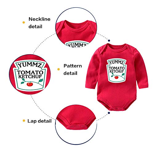 culbutomind Yummz Tomate Ketchup Amarillo Mostaza Rojo y Amarillo Mono Bebé Niño Twins Ropa de Bebé Twins Bebé Niños Niñas Amarillo Amarillo 1 9 mes