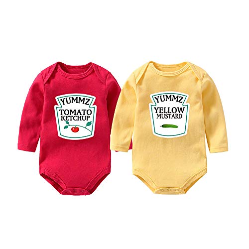 culbutomind Yummz Tomate Ketchup Amarillo Mostaza Rojo y Amarillo Mono Bebé Niño Twins Ropa de Bebé Twins Bebé Niños Niñas Amarillo Amarillo 1 9 mes