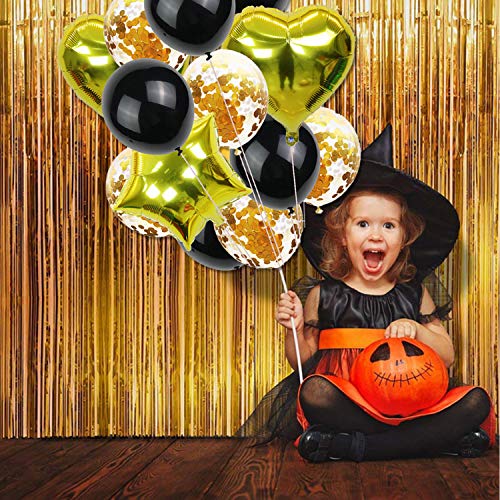 Cumpleaños, Feliz CumpleañOs decoración, 30 Piezas de Happy Birthday Decoración Dorada - Pack Incluye Banner, Globos de Confeti, Banderines, Cortinas y Mucho Mas ( Dorado )