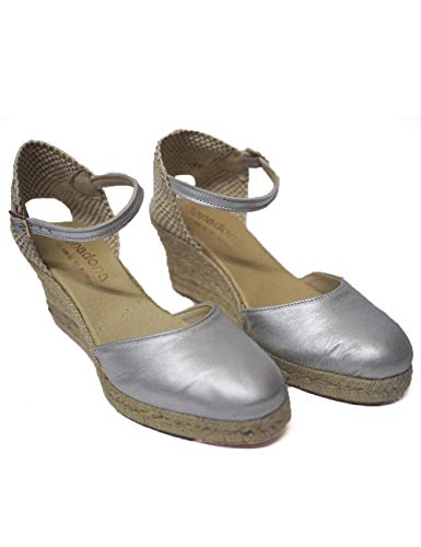 Cuña de Esparto para Chica Mujer Bonadona La Valenciana ECLAT-Lunar - Color - Plata, Talla - 39