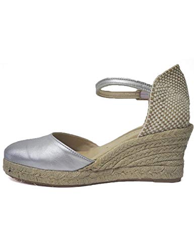Cuña de Esparto para Chica Mujer Bonadona La Valenciana ECLAT-Lunar - Color - Plata, Talla - 39