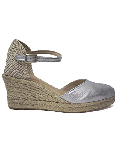 Cuña de Esparto para Chica Mujer Bonadona La Valenciana ECLAT-Lunar - Color - Plata, Talla - 39