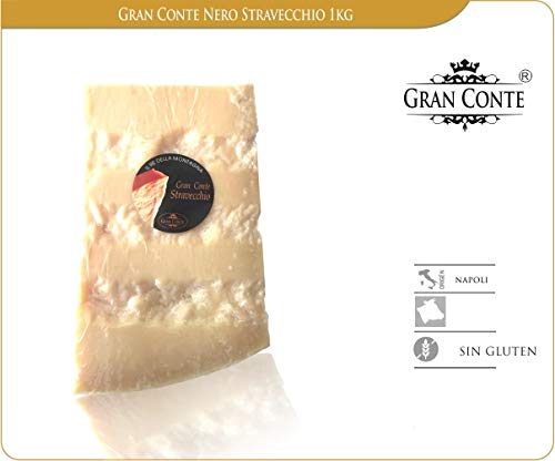 Cuña de queso tipo parmesano gran conte nero stravecchio de 1 kg. aproximado, 30 meses de curación.